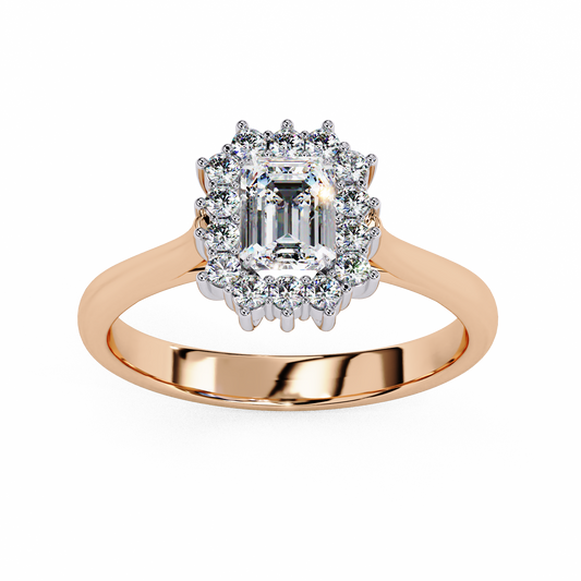 Emerald Cut Scalloped Halo Ring - view 3