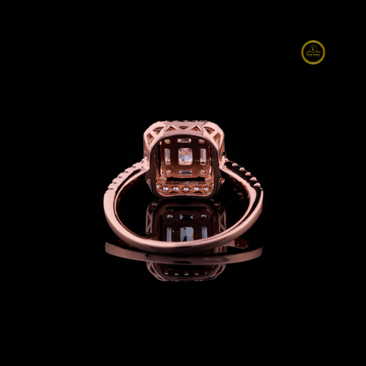 Emerald Cut Halo Lab Diamond with Baguette Diamond Accents Ring - view 4