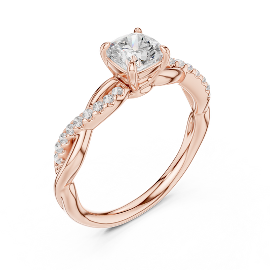 Cushion Cut Lab Diamond Twisted Pave Engagement Ring - view 3