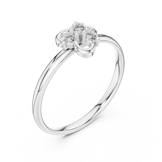 Round Cut Lab Diamond Floral Clover Ring for Woman - view 4