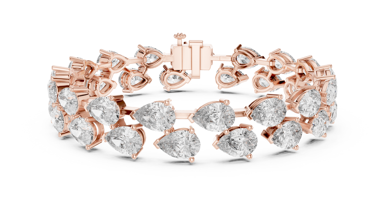 26.52 TCW Exquisite Moissanite Bracelet Featuring Double Row Pear Cut - view 2