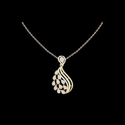 Leaf Swirl Pendant Necklace with Round Lab Grown Stones