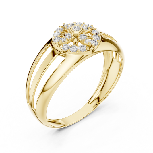 Floral Inspire Round Moissanite Open Band Engagement Ring - view 4