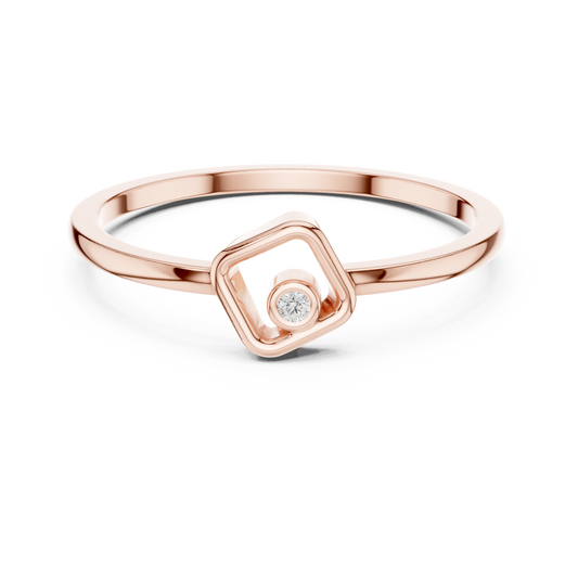 Round Cut Lab Diamond Open Square Geometric Solitaire Ring - view 2