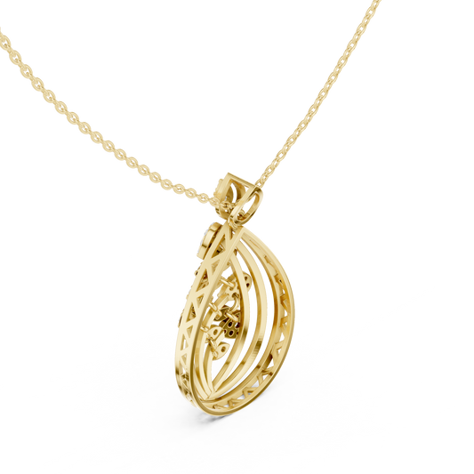 Teardrop Shape Leaf Inspire Round Pendant - view 4