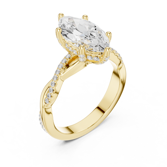 Marquise Cut Lab Diamond Twisted Pave Engagement Ring - view 2