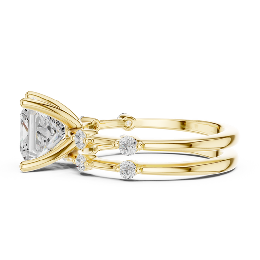Princess Cut Lab Diamond Ring with Round Diamond Accents - view 4