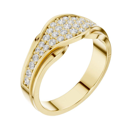 Round Cut Lab Grown Diamond Men's Curved Lattice Grid Pave Statement Band - view 4