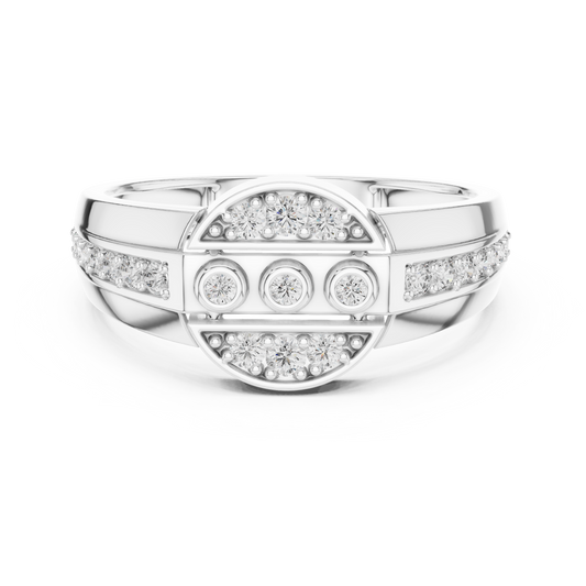 Round Lab Diamond Wide Band Statement Ring with Bezel Accents - view 3