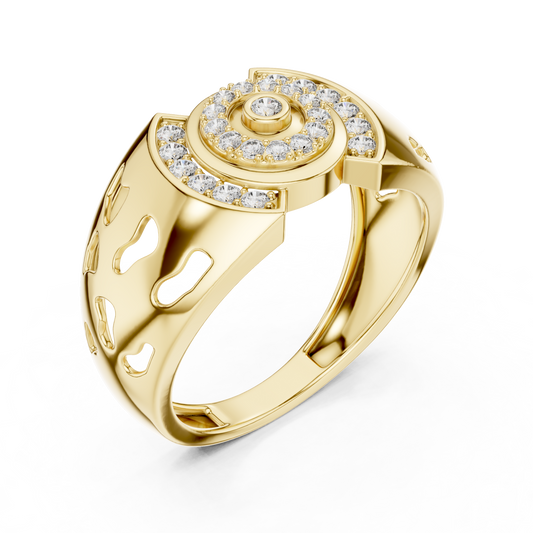 Round Cut Men's Medallion Arch Bracket Band - view 4