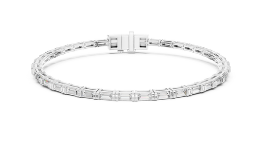 3.70 TCW Baguette Cut Moissanite Geometric Link Bracelet - view 3