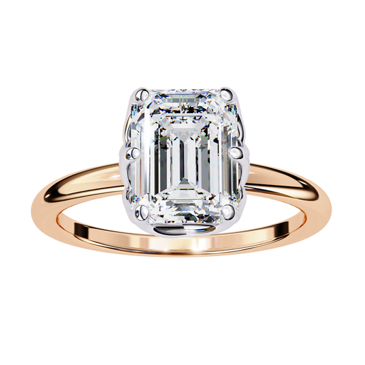 Hidden Halo Emerald Moissanite Solitaire Engagement Ring - view 3