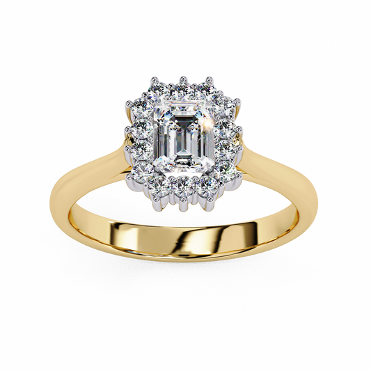 Emerald Cut Scalloped Halo Ring - view 2