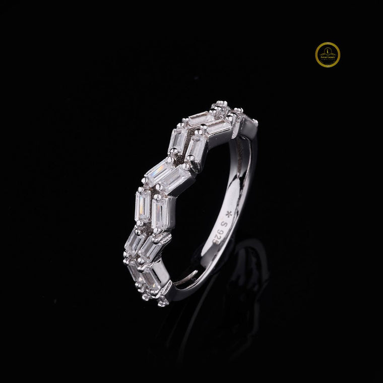 Zig Zag Style Baguette Cut Moissanite Wedding Band - view 2