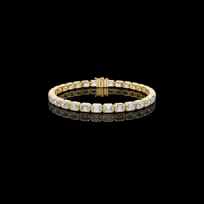 Emerald Cut Lab Diamond Octagonal Link Tennis Bracelet