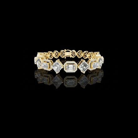 Emerald And Asscher Cut Halo Lab Diamond Tennis Bracelet