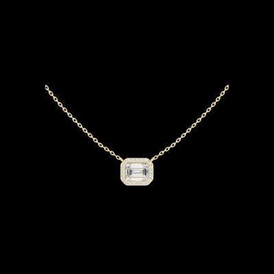 Emerald Cut Halo Pendant with Round Lab Grown Diamonds