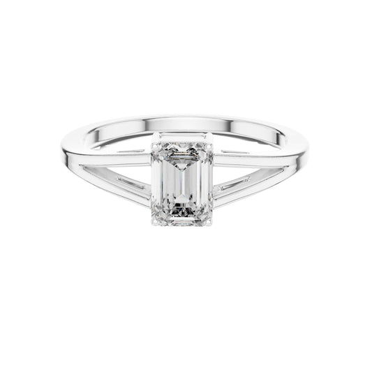 Emerald Cut Lab Diamond Split Shank Solitaire Ring - view 3
