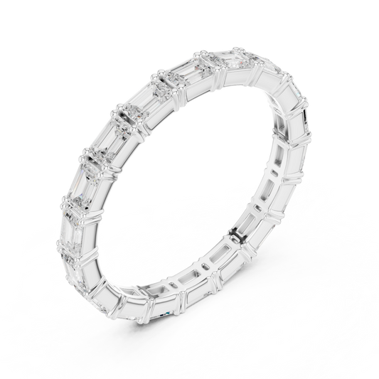 Pave Setting Emerald Cut Moissanite Eternity Wedding Band - view 4