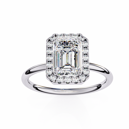 Emerald Cut Halo Lab Diamond Ring with Cathedral Setting - view 3