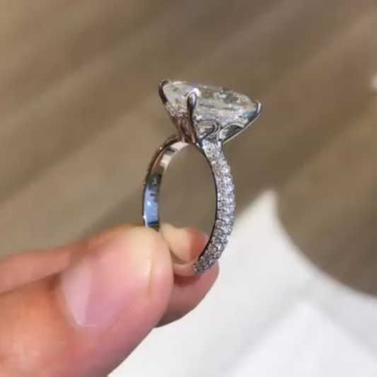 Hidden Halo Emerald Lab Diamond Pave Cathedral Engagement Ring - view 4