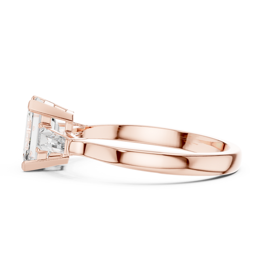 Emerald Cut Moissanite Three Stone Wedding Ring - view 4