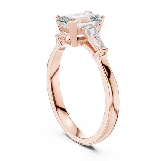 Emerald Cut Moissanite Three Stone Wedding Ring - view 2