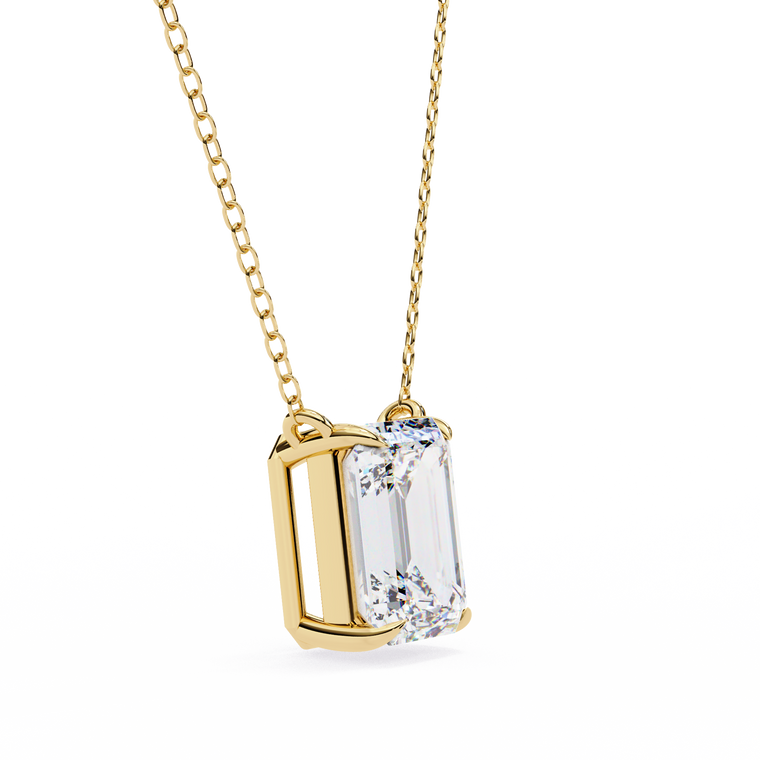 0.45 TCW Emerald Cut Lab Grown Diamond Solitaire Pendant Necklace - view 2