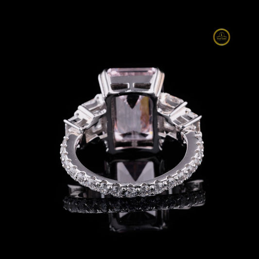 Emerald Cut Lab Diamond Five Stone Pink Engagement Ring - view 4