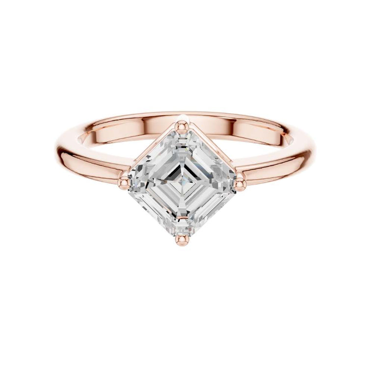 Brilliant Asscher Cut Lab Diamond Ring With Classic Setting - view 2