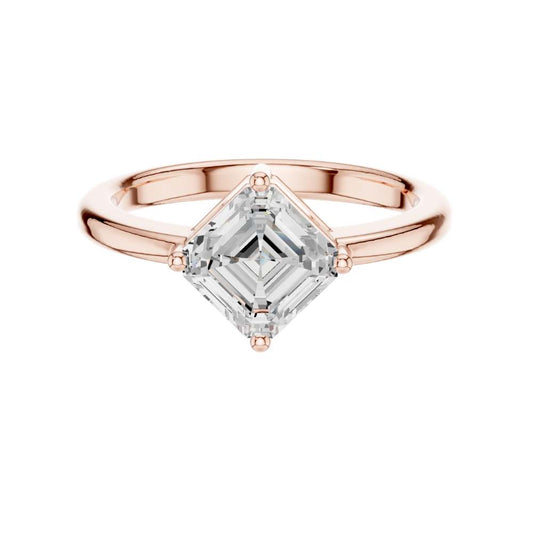 Brilliant Asscher Cut Lab Diamond Ring With Classic Setting - view 2