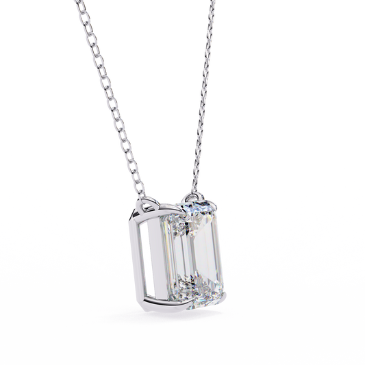 0.45 TCW Emerald Cut Lab Grown Diamond Solitaire Pendant Necklace - view 4