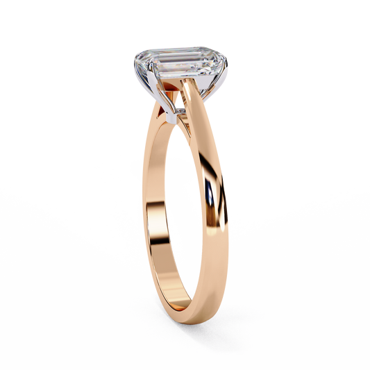 Four Prong Emerald Lab Diamond Engagement Ring - view 4