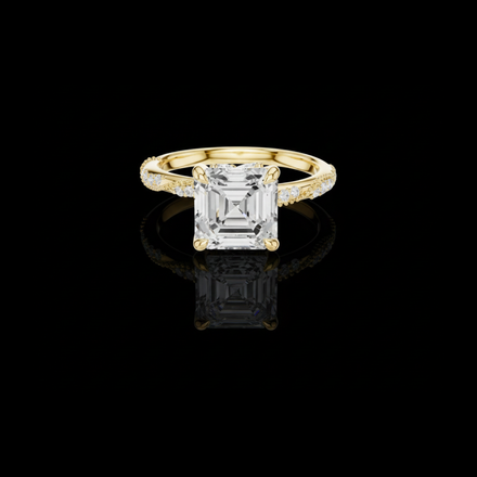 Asscher Cut Lab Diamond Pave Setting Engagement Ring