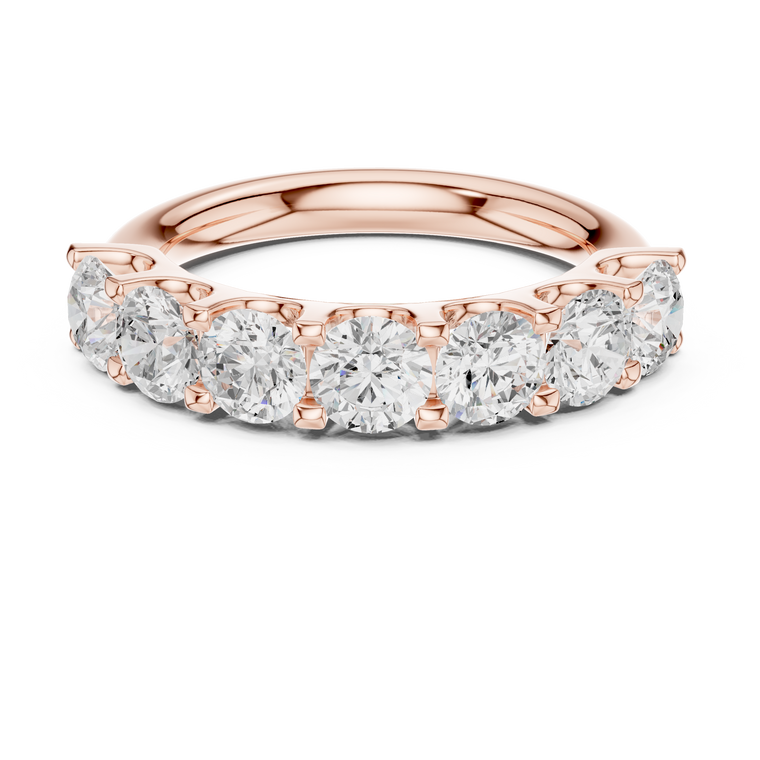 Round Lab Diamond Seven Stone Wedding Band - view 2