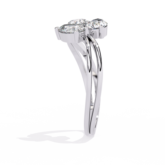 Triple Pear Moissanite Ring with Twisted Band - view 4