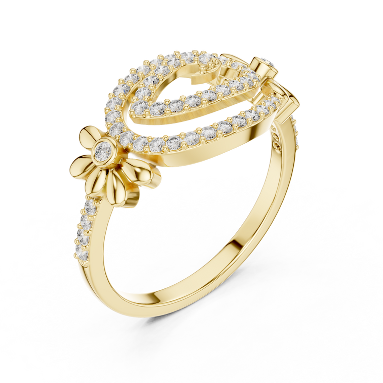 Round Moissanite Open Swirl Pave Statement Ring - view 2