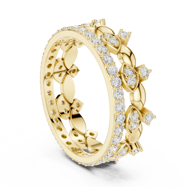 Evil Eye Round Lab Diamond Eternity Band With Pave Accent Wedding Ring - view 2