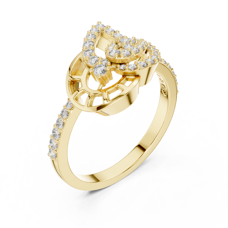 Openwork Pave Round Cut Moissanite Fashion Ring - view 2