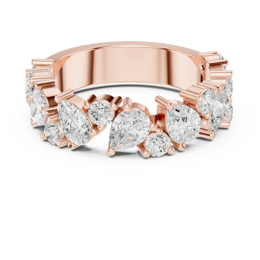Pear Cut Lab Diamond Wide Statement Band Ring - view 2