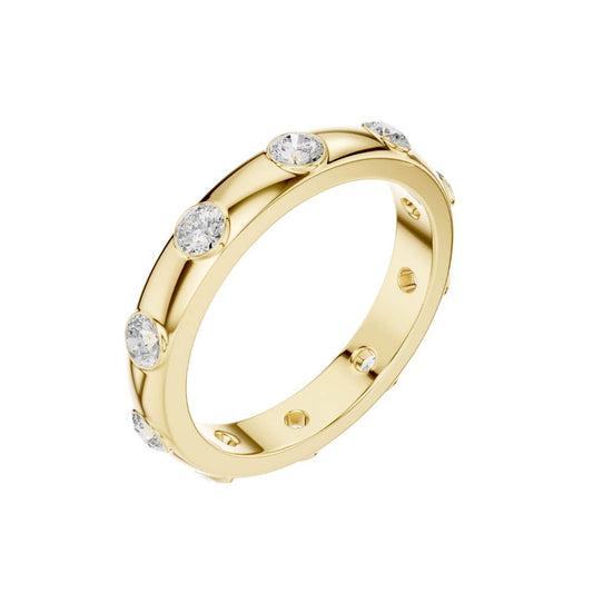 Round Lab Diamond Flush Set Wedding Band Ring - view 4