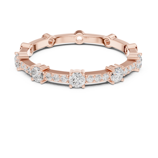 Round Moissanite Station Eternity Band - view 2