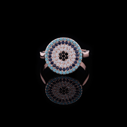 Evil Eye Lab Diamond Ring Turquoise & Sapphire Accents