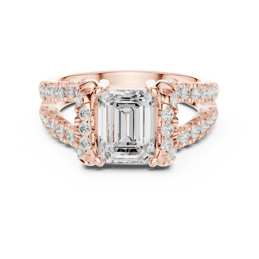 Emerald Cut Men's Architectural Pave Frame Wedding Ring - view 2