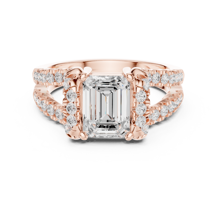 Emerald Cut Men's Architectural Pave Frame Wedding Ring - view 2