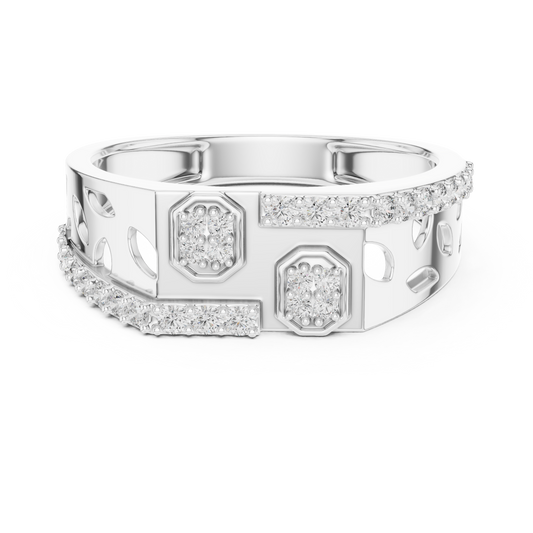 Round Cut Lab Grown Diamond Men's Organic Openwork Wedding Ring - view 3