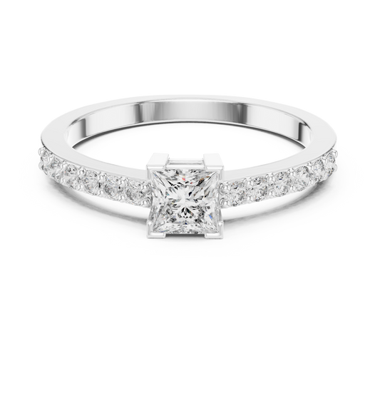 Princess Cut Lab Diamond Pavé Engagement Ring - view 3