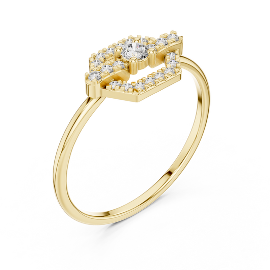 Hexagon Shape Pave Setting Round Moissanite Statement Engagement Ring - view 4