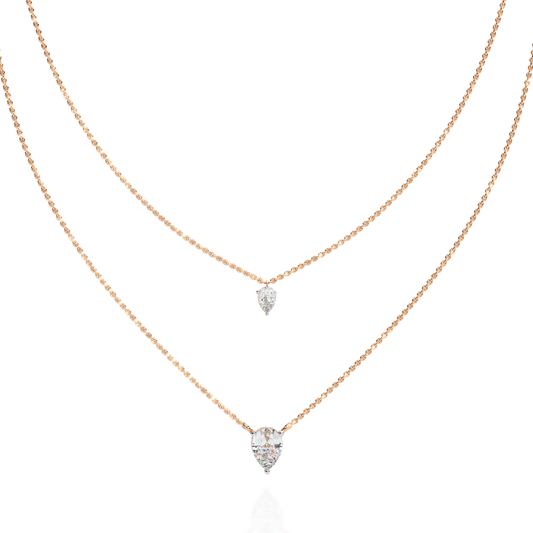 Layered Pear Cut Double Pendant Necklace - view 2