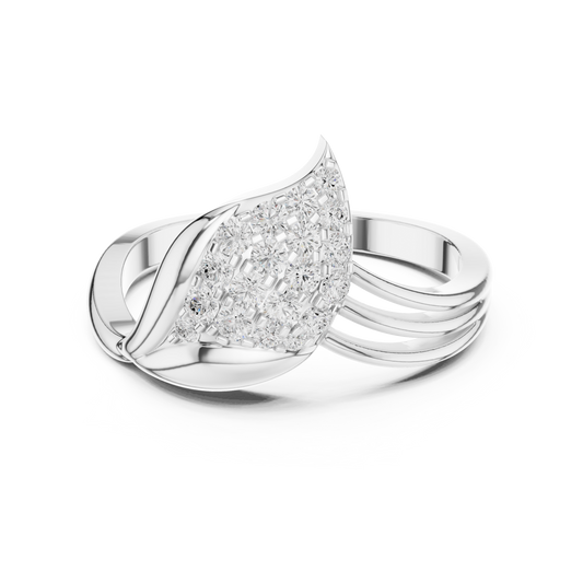 Moissanite Leaf Split Shank Statement Ring - view 3